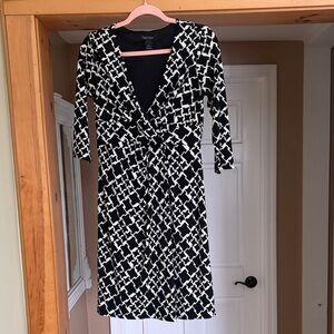 White House Black Market Black and White Patterned Dress